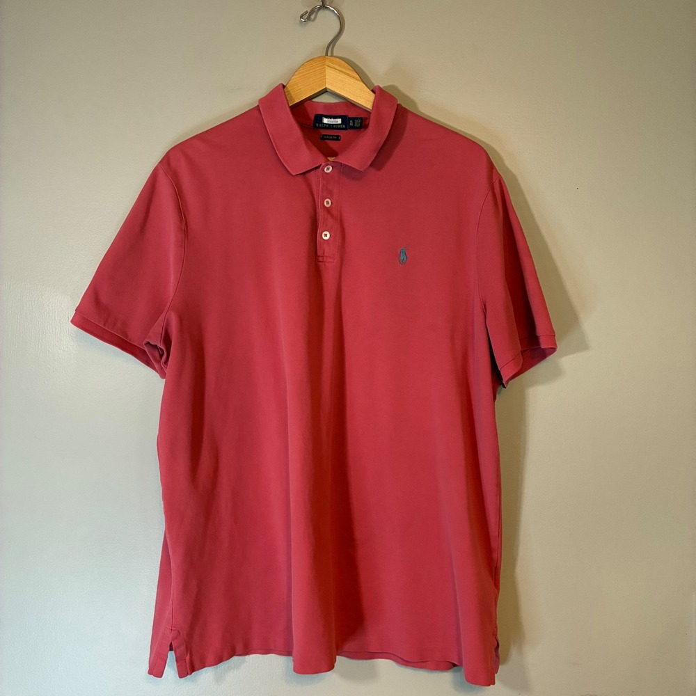 Polo Ralph Lauren Mens XL‎ Classic Fit Salmon Pink Short Sleeve Pique Polo Shirt